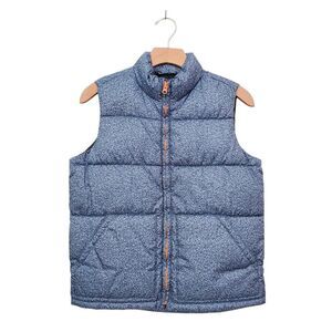 Old Navy Puffer Vest Kids Large 10/12 Blue Full Zip High Neck Winter Warm Cozy